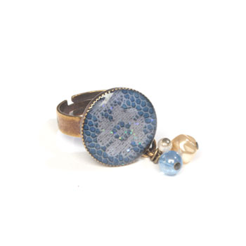 Fleur Bleue : Ring with pendants 